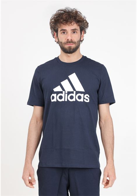T-shirt da uomo blu notte Essentials single jersey big logo ADIDAS PERFORMANCE | IC9348.